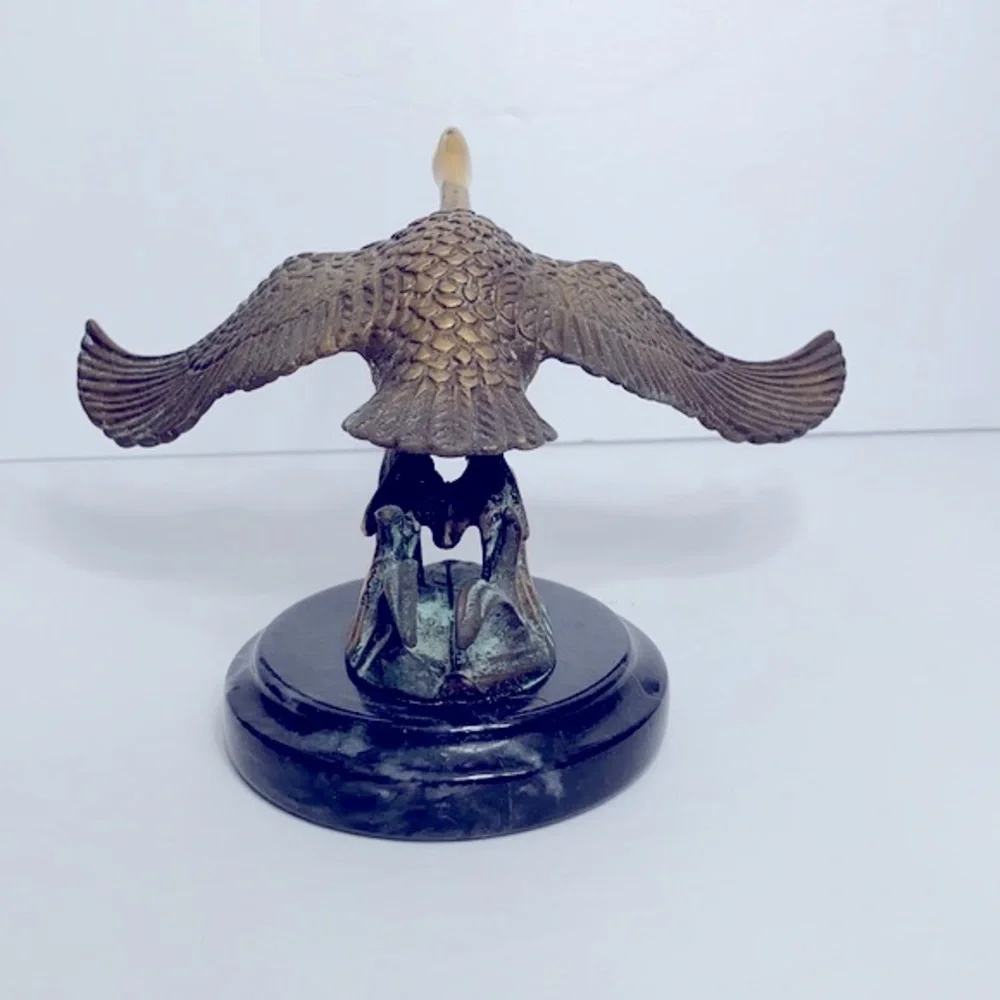 Vintage Brass Flying Goose on Pedestal Mid-century Modern Office Library Decor